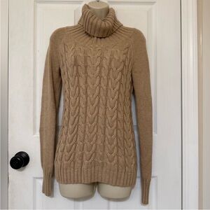 Banana Republic Beige Cable Knit Turtleneck Sweater Size XS